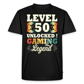 Level 50 Anniversary Gamer 50 Years - Men's Premium Organic T-Shirt - black - Front - Nico (187cm)
