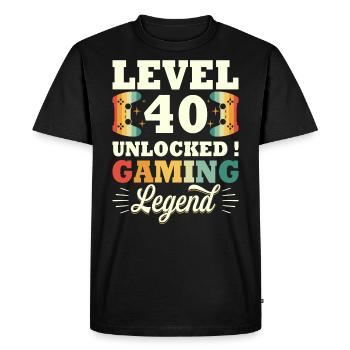 Level 40 Anniversary Gamer 40 Years - Men's Premium Organic T-Shirt - black - Front - Nico (187cm)