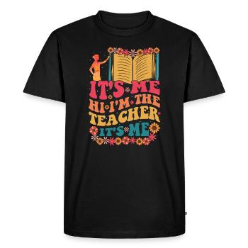 Salut C’est moi, je suis le prof drôle groovy - T-shirt Premium bio Homme - noir - Devant - Nico (187cm)