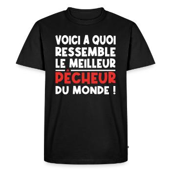 voici a quoi ressemble Le meilleur pêcheur - T-shirt Premium bio Homme - noir - Devant - Nico (187cm)