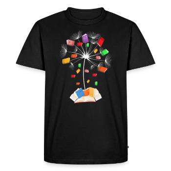 Livres fleurs de pissenlit lecture amoureux - T-shirt Premium bio Homme - noir - Devant - Nico (187cm)