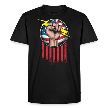 Electrician American flag patriotic - Men's Premium Organic T-Shirt - black - Front - Nico (187cm)