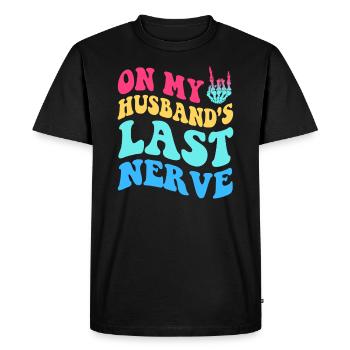 On my husband's last nerve groovy - Men's Premium Organic T-Shirt - black - Front - Nico (187cm)