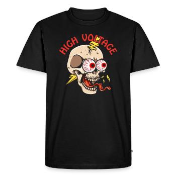 Monteur de lignes électricien crâne à haut voltag - T-shirt Premium bio Homme - noir - Devant - Nico (187cm)