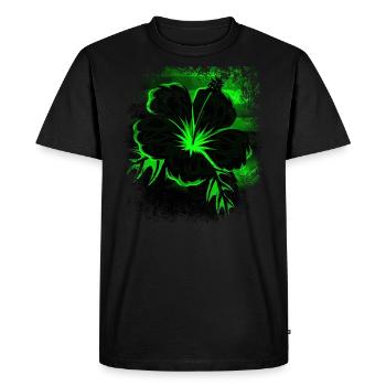 Hibiscus Blossom Neon Green Black - Men's Premium Organic T-Shirt - black - Front - Nico (187cm)