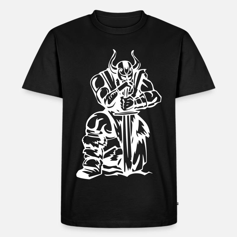 Wikinger Denkmal - Männer Premium Bio T-Shirt - Schwarz