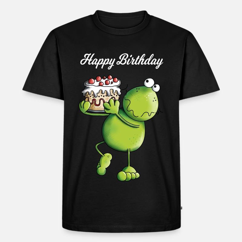 Frosch trägt Kuchen - Männer Premium Bio T-Shirt - Schwarz