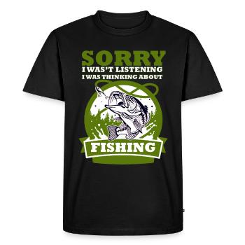 Fishing angler gift fishing rod fish funny fun - Men's Premium Organic T-Shirt - black - Front - Nico (187cm)