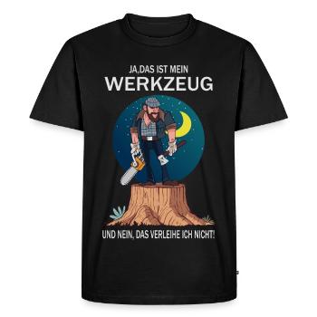Lumberjack and his tools - Men's Premium Organic T-Shirt - black - Front - Nico (187cm)