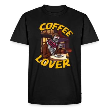 Funny coffee design with zombie - Men's Premium Organic T-Shirt - black - Front - Nico (187cm)