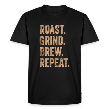 Roast Grind Brew Repeat Barista - T-shirt Premium bio Homme - noir - Devant - Nico (187cm)