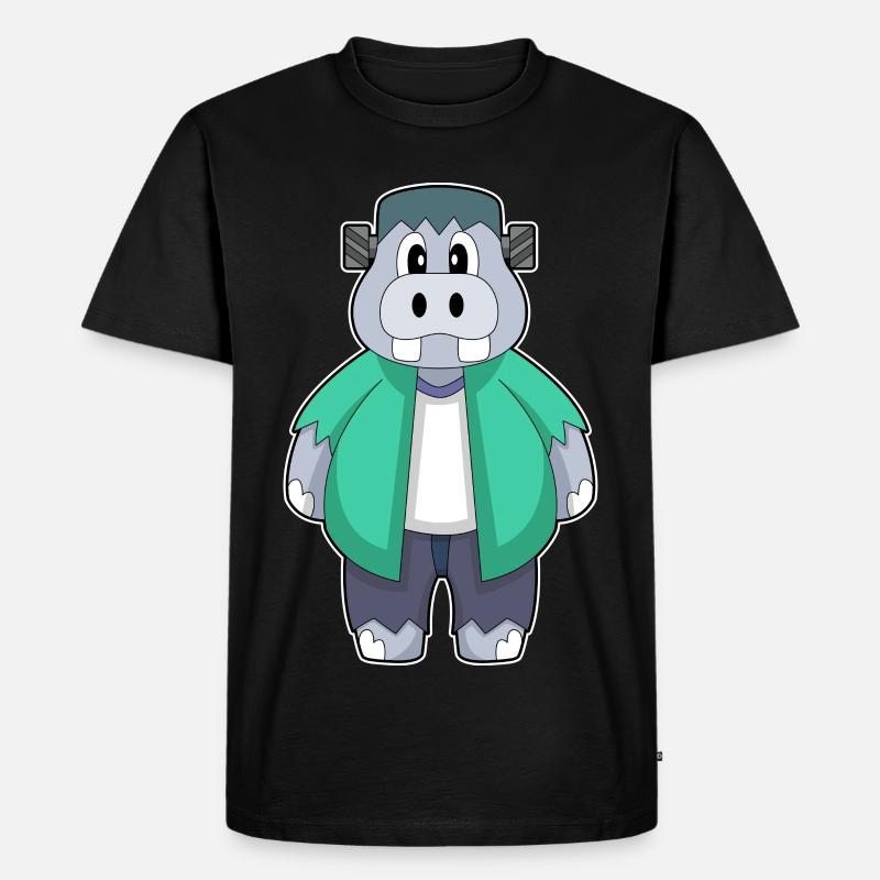 Nilpferd Halloween - Männer Premium Bio T-Shirt - Schwarz