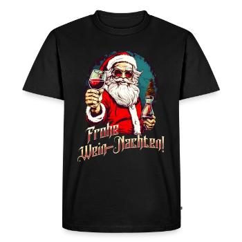 Frohe Wein-Nachten! Lustiger Weihnachtsmann - Männer Premium Bio T-Shirt - Schwarz - Vorne - Nico (187cm)