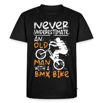 Old BMX Rider - Men's Premium Organic T-Shirt - black - Front - Nico (187cm)