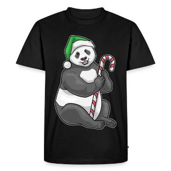 Panda Canne de Noël - T-shirt Premium bio Homme - noir - Devant - Nico (187cm)