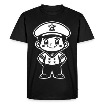 Petit Capitaine à la voile Dessin animé - T-shirt Premium bio Homme - noir - Devant - Nico (187cm)