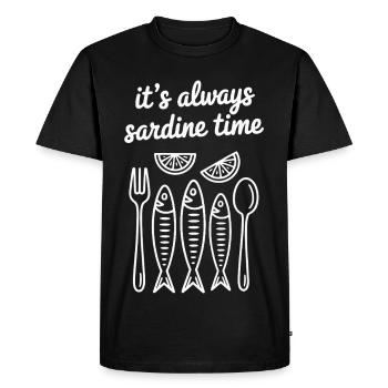 C’est toujours l’heure des sardines - T-shirt Premium bio Homme - noir - Devant - Nico (187cm)