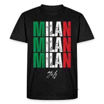 Milan, Italie, souvenir de Milan - T-shirt Premium bio Homme - noir - Devant - Nico (187cm)