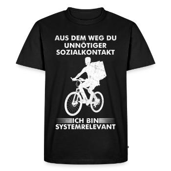 Postman OUT OF THE WAY YOU UNNECESSARY SOCIAL CONTACT - Men's Premium Organic T-Shirt - black - Front - Nico (187cm)