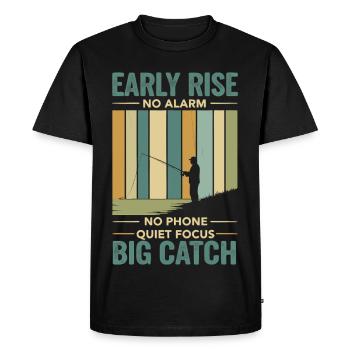 Fishing Hobby Angler Retro - Men's Premium Organic T-Shirt - black - Front - Nico (187cm)
