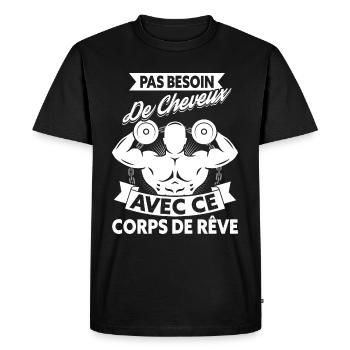 Pas besoin de cheveux avec ce corps de rêve - T-shirt Premium bio Homme - noir - Devant - Nico (187cm)