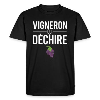Vigneron qui déchire amateur vin humour - T-shirt Premium bio Homme - noir - Devant - Nico (187cm)