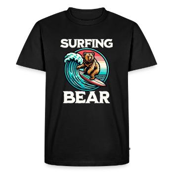 Surfing Bear - Men's Premium Organic T-Shirt - black - Front - Nico (187cm)