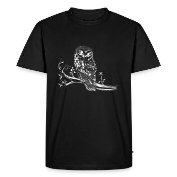 Pretty white owl woodlander gift - Men's Premium Organic T-Shirt - black - Front - Nico (187cm)