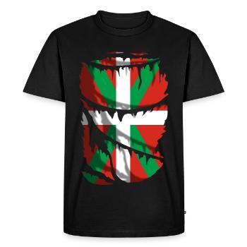 Drapeau d’Euskadi brisé. Ikurriña - T-shirt Premium bio Homme - noir - Devant - Nico (187cm)