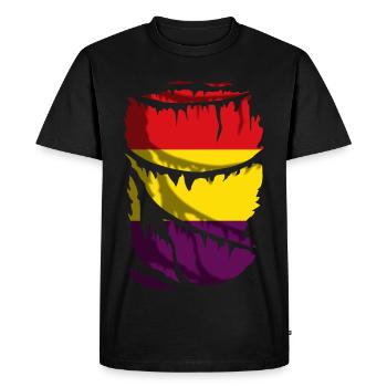 Republican flag of Spain, broken cloth effect - Men's Premium Organic T-Shirt - black - Front - Nico (187cm)