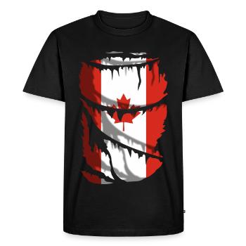Flag of Canada, with broken fabric effect - Men's Premium Organic T-Shirt - black - Front - Nico (187cm)