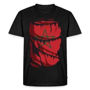 Drapeau du Maroc, effet tissu usé - T-shirt Premium bio Homme - noir - Devant - Nico (187cm)
