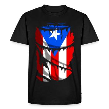 Flag of Puerto Rico, broken fabric effect - Men's Premium Organic T-Shirt - black - Front - Nico (187cm)