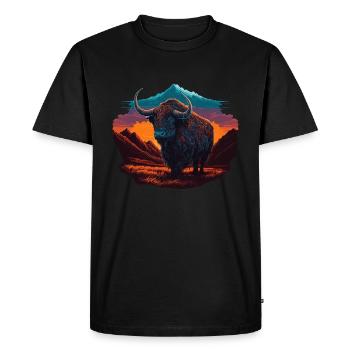 Yak Sunrise - T-shirt Premium bio Homme - noir - Devant - Nico (187cm)