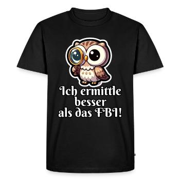 J’enquête mieux que le hibou du FBI - T-shirt Premium bio Homme - noir - Devant - Nico (187cm)