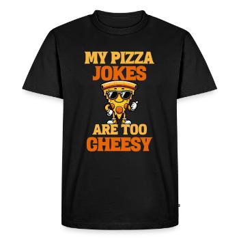 My Pizza Jokes Are Too Cheesy - Men's Premium Organic T-Shirt - black - Front - Nico (187cm)