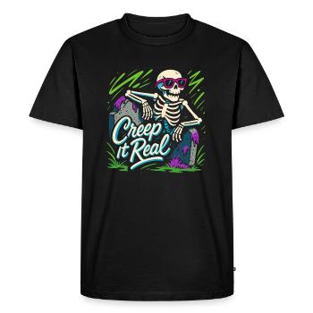 Creep it Real – Cool skeleton with sunglasses - Men's Premium Organic T-Shirt - black - Front - Nico (187cm)
