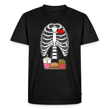 French fries hamburgers skeleton ribs gift - Men's Premium Organic T-Shirt - black - Front - Nico (187cm)