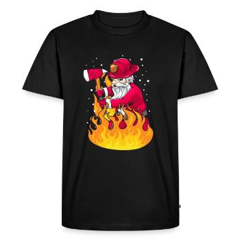 Christmas Santa Firefighter Gift - Men's Premium Organic T-Shirt - black - Front - Nico (187cm)