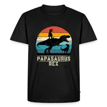 Papasaurus rex papa t-rex Vater - Männer Premium Bio T-Shirt - Schwarz - Vorne - Nico (187cm)