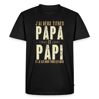 Papa papi rock vintage - T-shirt Premium bio Homme - noir - Devant - Nico (187cm)