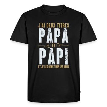 Cadeau papa papi rock - T-shirt Premium bio Homme - noir - Devant - Nico (187cm)