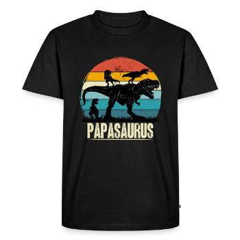 papasaurus rex t-rex Geschenk Papa Vater - Männer Premium Bio T-Shirt - Schwarz - Vorne - Nico (187cm)
