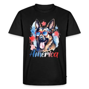 America Dog 4th of July Independence Day Freedom - Men's Premium Organic T-Shirt - black - Front - Nico (187cm)