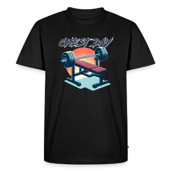 Chest Day - Pump Cover - Gym Lover - Men's Premium Organic T-Shirt - black - Front - Nico (187cm)