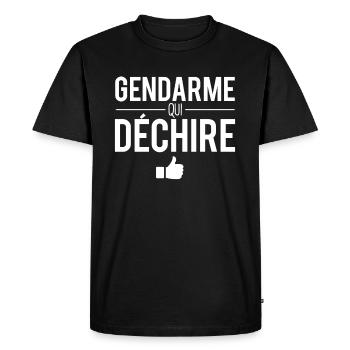 Gendarme qui déchire meilleur gendarme police - T-shirt Premium bio Homme - noir - Devant - Nico (187cm)