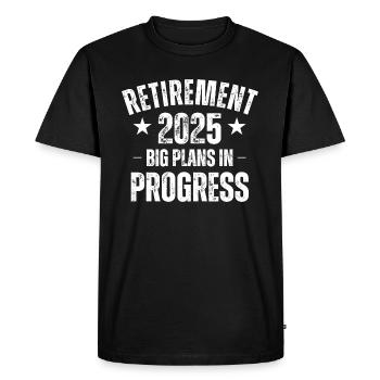 Retraite 2025 : de grands projets en cours - T-shirt Premium bio Homme - noir - Devant - Nico (187cm)