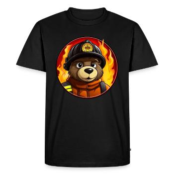 Fireman Bear - Men's Premium Organic T-Shirt - black - Front - Nico (187cm)