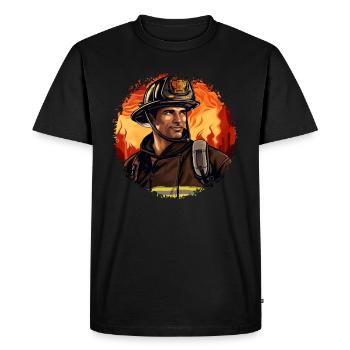 Pompier - T-shirt Premium bio Homme - noir - Devant - Nico (187cm)