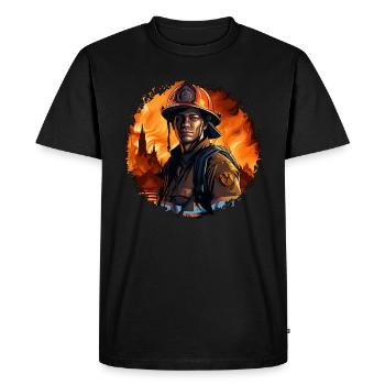 Pompier Pompier - T-shirt Premium bio Homme - noir - Devant - Nico (187cm)